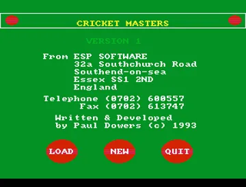 Cricket Masters screen shot title